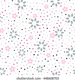 Patrón floral sin soldadura con fondo blanco. Textura extensible vectorial.