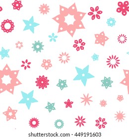 Seamless floral pattern with white background. Vector repeating texture.