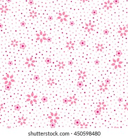 Seamless floral pattern with white background. Vector repeating texture.