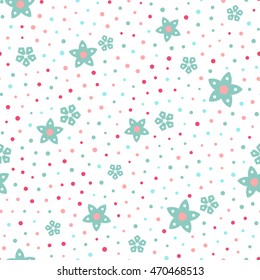 Seamless floral pattern with white background. Vector repeating texture.