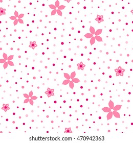 Seamless floral pattern with white background. Vector repeating texture.