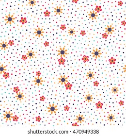 Seamless floral pattern with white background. Vector repeating texture.