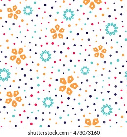 Seamless floral pattern with white background. Vector repeating texture.