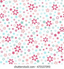 Seamless floral pattern with white background. Vector repeating texture.