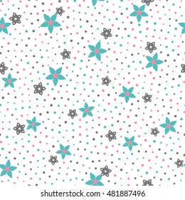 Seamless floral pattern with white background
