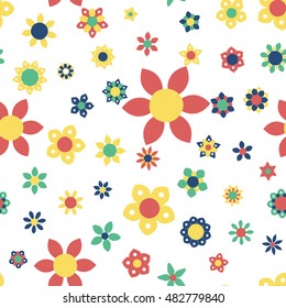 Seamless floral pattern with white background