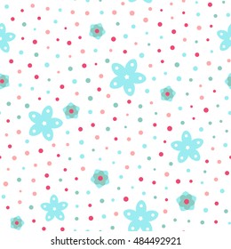Seamless floral pattern with white background. Vector repeating texture.