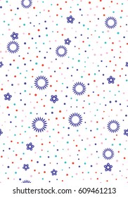 Seamless floral pattern with white background. Vector repeating texture.