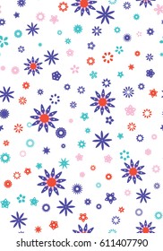 Seamless floral pattern with white background. Vector repeating texture.