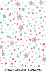 Seamless floral pattern with white background. Vector repeating texture.
