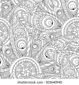 Seamless floral pattern in white and black colors with big abstract flowers