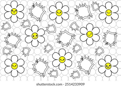 Seamless floral pattern with white daisies, ideal for spring and summer wallpaper and textile designs