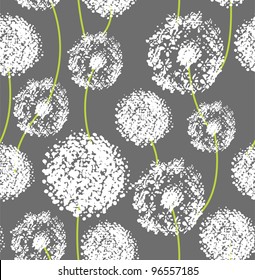Seamless floral pattern with white dandelion