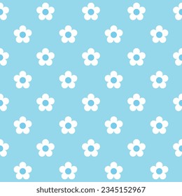 Seamless floral pattern. White flower on a blue background. Vector illustration