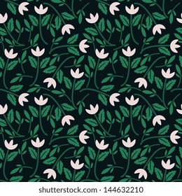 Seamless floral pattern with white flowers