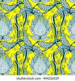 Seamless floral pattern. White flowers on a yellow background