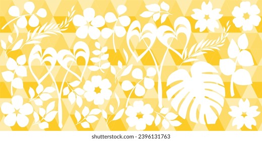 Seamless floral pattern, white leaves and flower on a gold color background cute and beautiful.