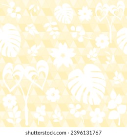 Seamless floral pattern, white leaves and flower on a gold color background cute and beautiful.