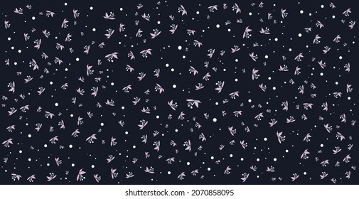 Patrón floral sin foco de flores blancas y lechosas azul oscuro