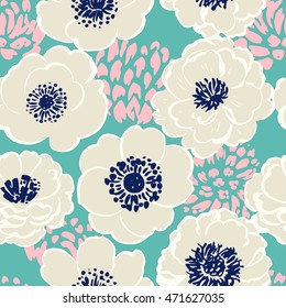 Patrón floral sin soldadura con peonías blancas