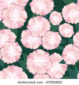 seamless floral pattern with white and pink flowers on dark background