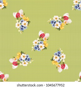 Seamless floral pattern white and tulip Vector Illustration