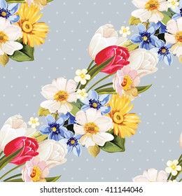 Seamless floral pattern white and tulip Vector Illustration EPS8