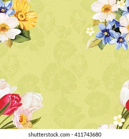 Patrón floral sin fisuras blanco y tulipán Vector Ilustración EPS8