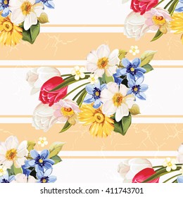 Seamless floral pattern white and tulip Vector Illustration EPS8