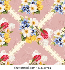 Seamless floral pattern white and tulip Vector Illustration EPS8