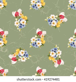 Seamless floral pattern white and tulip Vector Illustration EPS8