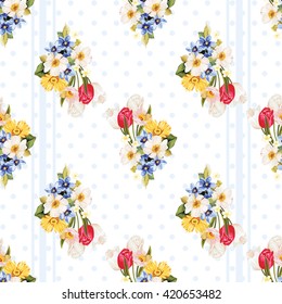 Seamless floral pattern white and tulip Vector Illustration EPS8