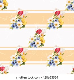 Seamless floral pattern white and tulip Vector Illustration EPS8