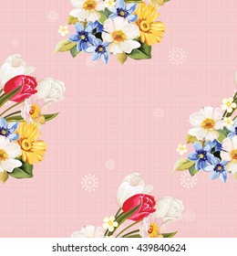 Seamless floral pattern white and tulip Vector Illustration EPS8