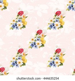 Seamless floral pattern white and tulip Vector Illustration EPS8