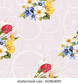 Seamless floral pattern white and tulip Vector Illustration EPS8