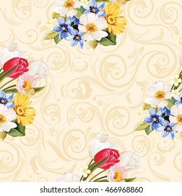 Seamless floral pattern white and tulip Vector Illustration EPS8