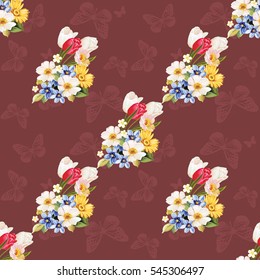 Nahtlose Blumenmuster weiß und Tulpe Vektorgrafik EPS8