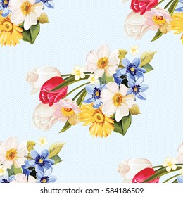 Seamless floral pattern white and tulip Vector Illustration EPS8