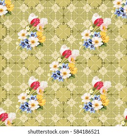 Seamless floral pattern white and tulip Vector Illustration EPS8