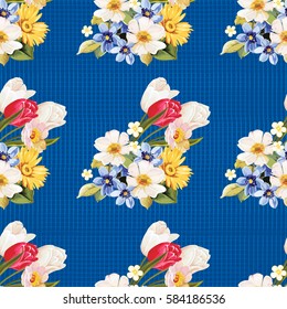 Nahtlose Blumenmuster weiß und Tulpe Vektorgrafik EPS8