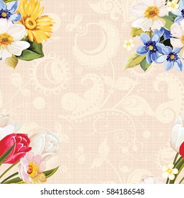 Seamless floral pattern white and tulip Vector Illustration EPS8