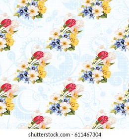Seamless floral pattern white and tulip Vector Illustration EPS8