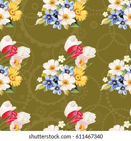 Seamless floral pattern white and tulip Vector Illustration EPS8