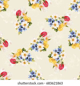 Seamless floral pattern white and tulip Vector Illustration EPS8