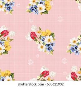 Seamless floral pattern white and tulip Vector Illustration EPS8