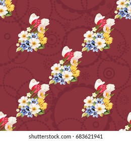 Seamless floral pattern white and tulip Vector Illustration EPS8