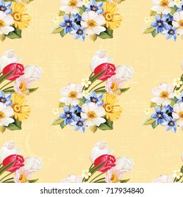 Seamless floral pattern white and tulip Vector Illustration EPS8