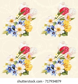 Seamless floral pattern white and tulip Vector Illustration EPS8