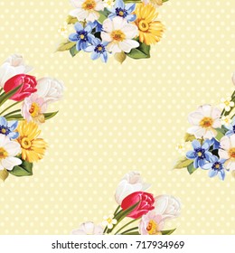 Patrón floral sin fisuras blanco y tulipán Vector Ilustración EPS8